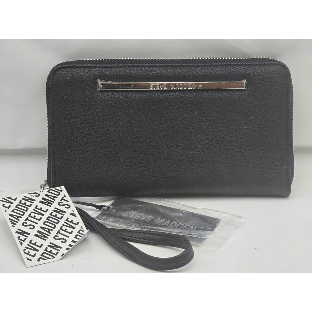 Women's Steve Madden Black Zip Around Wallet - Picture 1 of 12